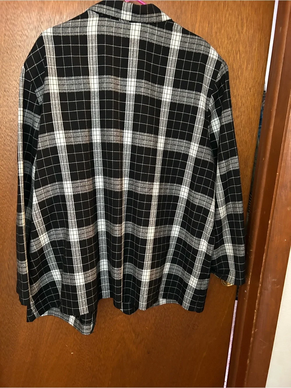 Apparenza Black and White Plaid Open-Front Blazer